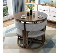 Modern Round Table & Chair Set80cm Dining & Office Conference Table with 4 ChairsStylish Grey Lounge & Kitchen Furniture for Meetings & Reception