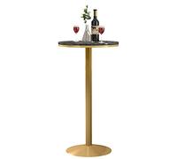 Modern Round Tall Bar Table with Marble Top and Wrought Iron Base - Easy Assembly Bistro Cafe Cocktail Table for Events Weddings and Business Gatherings - Elegant White Design
