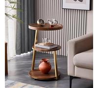 Modern Round ThreeTier Side Table Wrought Iron eSmalTable for Bedroom & Living Room Versatile Sofa Side Table with Shelves