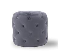 Modern Round Tufted Velvet Ottoman - Comfy Footrest & Decorative Stool Multi-Functional Coffee Table for Living Room Bedroom & Entryway Dark Grey 45x45x41cm (18x18x16inch)
