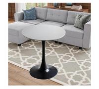 Modern Round Tulip Dining Table with Granite Top & Metal Base - Stylish 60cm White Coffee Table for Kitchen & Dining Room - Elegant Leisure End Table - Contemporary Home Furniture