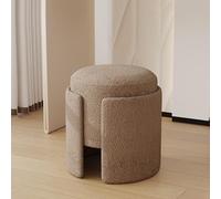 Modern Round Vanity Stool - Soft Padded Seat, Upholstered Footrest, Multifunctional Makeup Chair for Bedroom, Living Room, Dressing Area