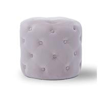 Modern Round Velvet Ottoman Footrest - Comfy Multi-Functional Stool for Living Room Bedroom Entryway - Stylish Grey Coffee Table (45x45x41cm / 18x18x16inch)