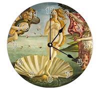 Modern Round Wall Clock - The Birth of Venus Natural theme Silent Non Ticking Wall Clocks for Kitchen, Office, Retro Hanging Clock, 10 Inches