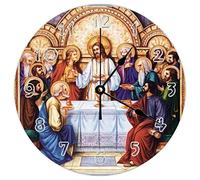 Modern Round Wall Clock - The Last Supper Christ Love Bible God Jesus Natural theme Silent Non Ticking Wall Clocks for Kitchen, Office, Retro Hanging Clock, 10 Inches