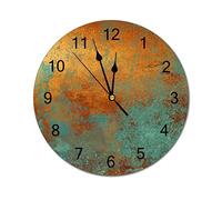 Modern Round Wall Clock Trendy Rich Copper Patina Metallic Silent Non Ticking Wall Clocks for Kitchen, Office, Retro Hanging Clock, 10 Inches