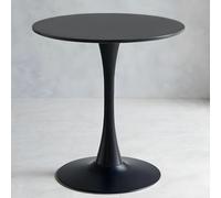 Modern Round Wood Dining Table with Base, 70cm Black Kitchen Table for 2, Standard Height, Perfect for Dining Room and Home Use.