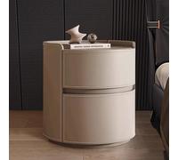 Modern Round Wooden Nightstand Retro Style Bedside Table No Assembly Required for Bedroom & Living Room 50cm/20in Sofa Side Table Elegant Home Decor.