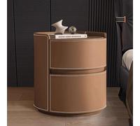 Modern Round Wooden Nightstand Retro Style Bedside Table No Assembly Required Perfect for Bedroom Living Room Sofa50cm/20in Diameter