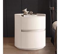 Modern Round Wooden Nightstand Retro Style No Assembly Required 50cm (20in) Bedside Table for Bedroom Living Room SofaStylish Home Furniture