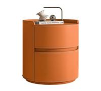 Modern Round Wooden Side Table Minimalist Nightstand with 2 Drawers Nordic Small Night Table for Bedroom Living Room Storage 45 cm Stylish Fur