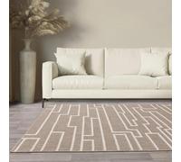 Modern Rug for Living Room, Bedroom, Dining Room, Lounge Flatweave High Traffic Areas Carpet Natural Textured Soft Camber Rug Track Sand Beige Large 160x230 cm (5'3"x7'7")