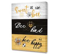 Modern Rustic Honey Bee Canvas Wall Art,Funny Bee Home Decor Wall Art Canvas Painting Framed Ready to Hang for Home Farmhouse Kitchen Dining Living Room Wall Decor-12 x 15 Inches