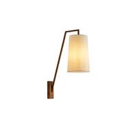 Modern Rustic Industrial Wall Sconce, Bronze Finish Geometric Long Arm Wall Light Fixture with Tapered Cream Fabric Shade, Nordic LED Bedside Reading Lamp for Bedroom, Living Room, Study.(Black) (Bro