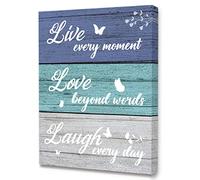 Modern Rustic Live Love Laugh Quote Sign Canvas Framed Wall Art Canvas,Modern Home Decor Canvas Wall Artwork Ready to Hang for Home Farmhouse Kitchen Dining Living Room Wall Decor-12 x 15 Inches