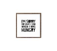 Modern Rustic Wall Art Home Decor I'm Sorry for What I Said When I Was Hungry Wood Framed Sign, Farmhouse Rustic Wall Art Sign, 18 X 18 CM
