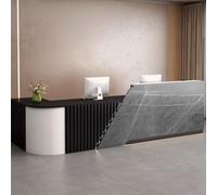 Modern Salon Reception Desk with Storage - 1.2m Black & Gray Front Counter Table for Beauty Salons, Spas & Office Lobbies - Stylish Lobby Furniture & Reception Area Solution