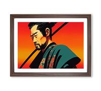 Modern Samurai Framed Wall Art Print A2 Walnut