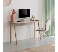FWStyle Modern Sandstone Home Office Study Desk in Beige FWStyle Beige