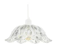 Modern Scallop Rimmed Moulded Clear Glass Pendant Ceiling Lighting Shade | 10cm x 26cm | for Kitchen Dining Room etc by Happy Homewares