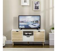 Modern Scandi TV Unit | Natural & White 1 Drawer 2 Door Media Stand for 50" TV