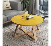 Modern Scandinavian Round Coffee Table Nesting Side Table for Living Room & Bedroom Sturdy & Easy Assembly Set of 1/2 (Yellow 80x80x45cm)
