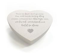 Modern Script Design Resin Heart Grave Marker | "Those We Love Don't Go Away" Memorial Plaque with Heart Motif | Weatherproof Cemetery Tribute | Contemporary Engraved Remembrance Stone
