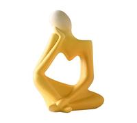 Modern Sculpture Figure Statue Vase, Nordic Style Vase, Ceramic Thinker Vase, Abstract Art Sculpture Ceramic Thinking Man Sculpture Vases for Centerpieces Home Office Party Table Decor(Yellow)