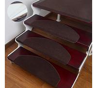 Modern Self-Adhesive Stair Carpet Mats Half-Round Washable Strong Grip Anthracite 24x100cm (Set of 7) - Ideal for Home Staase Safe and Sle
