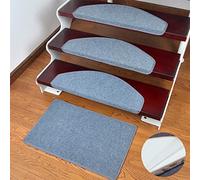 Modern Self-Adhesive Stair Mats Half-Round Washable Carpets Strong Grip Gray 24x75cm (Set of 15) - Ideal for Safe and Sle on Stairs