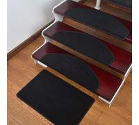Modern Self-Adhesive Stair Mats Half-Round Washable Strong Grip Anthracite & Black Set of 5 24x65cm - Non-Slip Stair Carpet for Safe and Sle