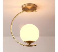 Modern Semi Flush Mount Ceiling Light, Mid Century Light Fixtures Ceiling Mount with Glass Lampshade Globe Ceiling Lamp,D Ceiling Light Fixture for Hallway Bedroom
