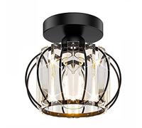 Modern Semi Recessed Ceiling Light Fixture, Gold Crystal, Bedroom Kitchen Bathroom Cafe Bar Porch Hall - E27 Socket (Bulb Included)