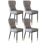 Modern Set of 4 Dining Chairs High Back Soft Cushioned Seat Waterproof Faux Leather Metal Legs Perfect for Kitchen & Living Room (Light Gray)