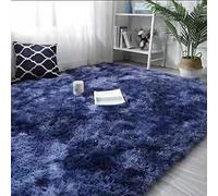 Modern Shaggy Living Room Area Rugs, Anti Slip Soft Touch Fluffy Short Pile Tie-Dyed Shag Carpets Non Shedding Faux Fur Doormats,Bedroom Hard Floors Mat Sofa Bedside Nursery Kids Room (Navy,160x230cm)