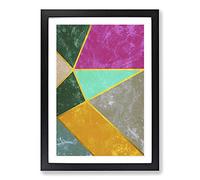 Modern Shapes with Gold Framed Print | A2 Black Framed Wall Art | Ready to Hang | Modern Nature Picture | Living Room Bedroom Lounge Office