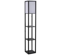 HOMCOM Floor Lamp with Shelves, Modern Floor Standing Lamp with Storage Shelf for Living Room, Reading Standing Lamp, Black Aosom UK