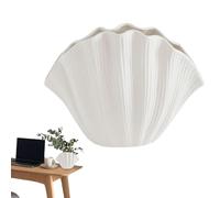 Modern Shell-Shaped Ceramic Vase in White for Dried Pampas Grass - Living Room, Bedroom, Office Desk, Shelf - Model B