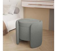 Modern Sherpa Ottoman Storage Stool - Stylish Armless Couch for Bedroom & Living Room Perfect for Makeup Vanities & Elegant Home Décor Cozy Loop Design