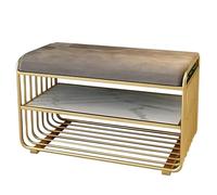 Modern Shoe Bench with Cushion 2Tier Shoe Rack for Entryway Stylish Fabric Upholstered Storage Seat for Living Room Hallway Bedroom (Gray 23.62in/60cm)
