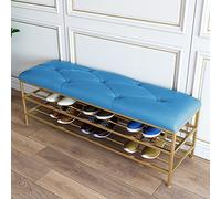 Modern Shoe Bench with Faux Leather Seat and Golden Shoe Shelf Entryway Shoe Rack Storage Bench for Entry Gray 120x35x45cm