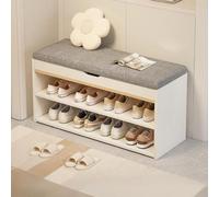 Modern Shoe Bench with Hidden Storage Padded Seat 3-Tier Shoe Rack Entryway Furniture Corridor nizer Max Load 220 LB Stylish White Design