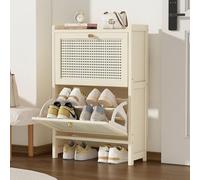 Modern Shoe Cabinet with Adjustable Dividers 2-6 Doors Slim Shoe Storage for 16-24 Pairs Cream 2 Drawers (70cm/27.6in) Ideal for Entryway & Hallway