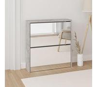 Modern Shoe Cabinet with Mirror 2 Layer Concrete Grey 63x17x67 cm Shoe Storage niser for Home Hallway Furniture Cupboard Storage Footwear Stand Rack Stylish and Functional Shoe nizer