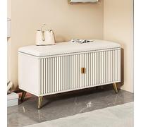 Modern Shoe Rack Bench with Hidden Storage Slim Design with Door Stylish Entryway Orga for High Heels and s White Gold Finish Size: 60 cm