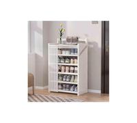 Modern Shoe Rack Space Saving Shoe Stand with Foldable Storage Slim Design and Divider White Shoe Cabinet for Efficient Footwear Storage (50 x 20 cm)