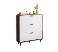 Modern Shoe Storage Bench with 3 Flip Drawers Narrow Free-Standing Design for 9-15 Pairs Slim Space-Saving Entryway Furniture White (60x17x119cm)