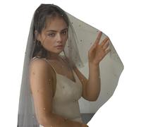 Modern Short Pearl Veil Fashion Beaded Embellished Wedding Party Hair Accessories Unique Bridal Veil Grey One Size