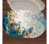 Modern Short Pile Area Rug 160x220 cm - Colorful Mustard, Gray, Cream Designs for Living Room & Bedroom Décor - Soft, Stylish Home Accent Rug