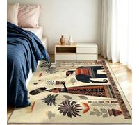 Modern Short Pile Elephant Palm Trees Area Rug, African Black Beauty Pattern Carpet for Living Room, Nursery Bedroom, Durable Easy-Care Floor Mat 80 x 150 cm